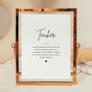 Teacher Definition, Gift for Teacher, Teacher Appreciation, Teachers Day Gifts, Teacher Wall Art, Teacher Thank You, Preschool Teacher