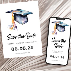 Save The Date Graduation Party, Save The Date Graduation Template, Graduation Save The Date Digital, College Graduation Save The Date