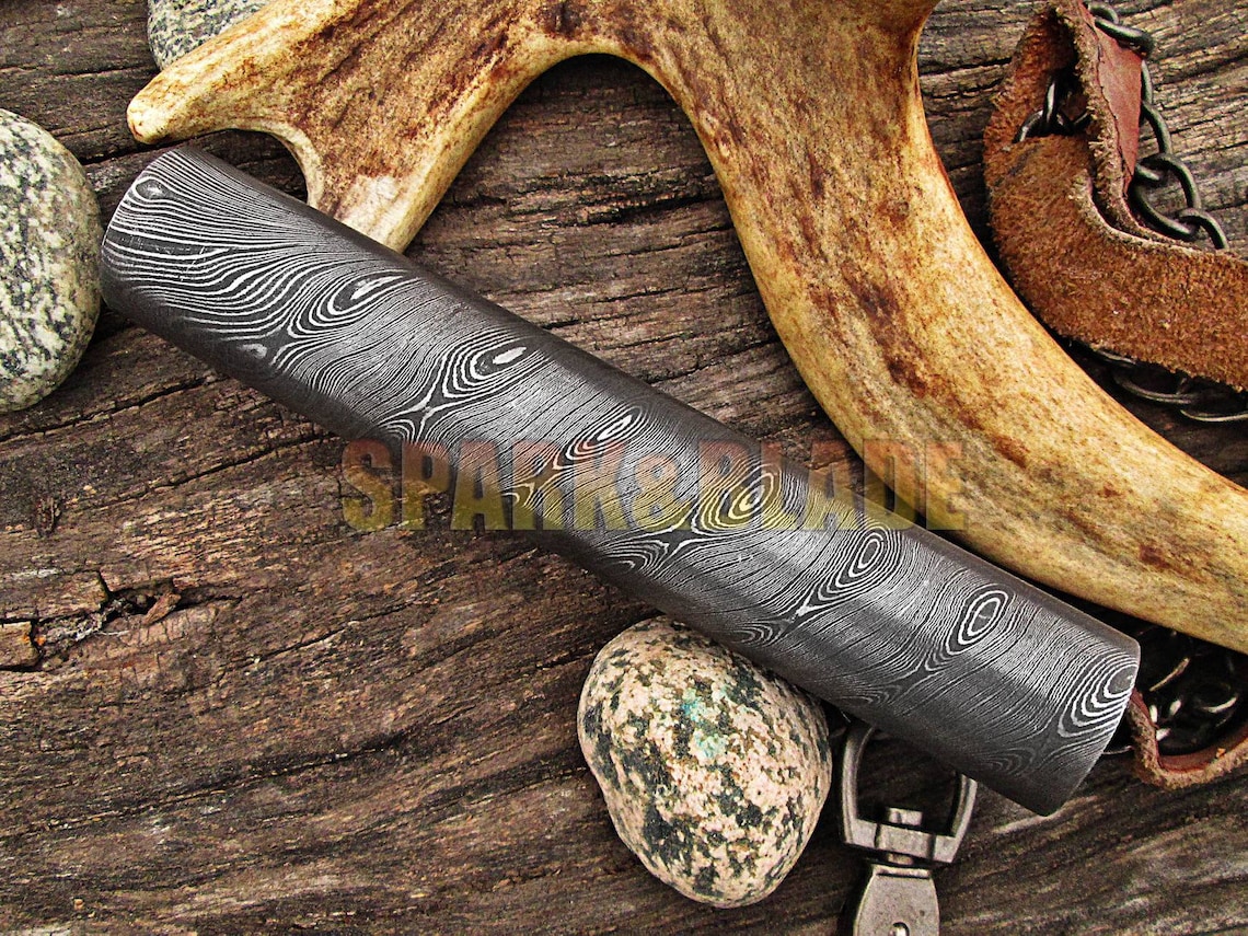 5.5 long custom handmade Damascus steel round bar with Etsy