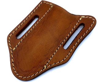 Medium Brown Leather Sheath for folding knives up to 4 1//2/" closed