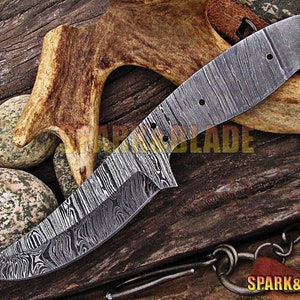 8&quot; long custom hand made Damascus steel blank blade hunting knife blank blade..YB18