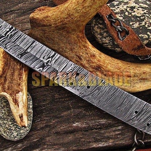 11&quot; long custom hand made Damascus steel tanto blank blade hunting knife blank blade...
