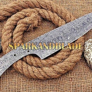 12.5&quot; long custom handmade Damascus steel chef knife blank blade kitchen knife blank blade. USA 211.