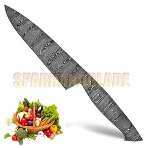 11&quot; long custom hand made Damascus steel chef knife blank blade kitchen knife blank blade..YCB10T