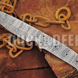 9&quot; long custom handmade Damascus steel blank blade hunting knife blank blade..PT112