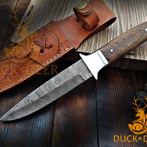Handgemachtes Damast Jagdmesser Holzgriff, Geburtstagsgeschenk, Trauzeugengeschenk, Jahrestag Hochzeitsgeschenk für Ihn, Vatertagsgeschenk,