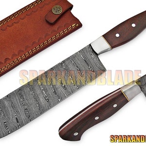 11&quot; Damascus chef knife chef knife Damascus cleaver chef knife Damascus chef knife cleaver wood handle steel bolster.