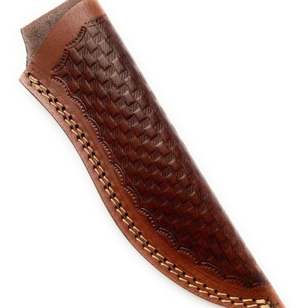 8" long custom handmade leather sheath for fixed blade knife. 1.75" wide top OPENING