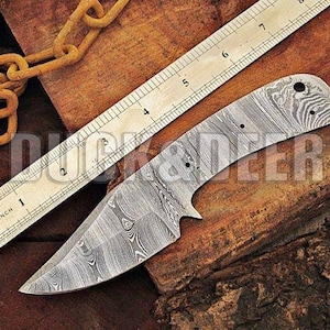 7&quot; long custom handmade Damascus steel blank blade hunting knife blank blade..PTP125