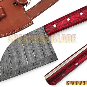 11&quot; long handmade Damascus steel full tang cleaver chopper Serbian knife. Handmade Damascus Cleaver chopper chef knife