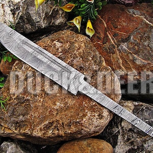 10.5&quot; long custom handmade Damascus steel blank blade hunting knife blank blade..PTP9