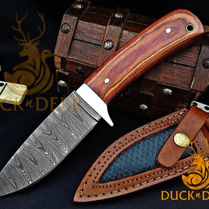 Handgemachtes Damast Jagdmesser Holzgriff, Geburtstagsgeschenk, Trauzeugengeschenk, Jahrestag Hochzeitsgeschenk für Ihn, Vatertagsgeschenk,