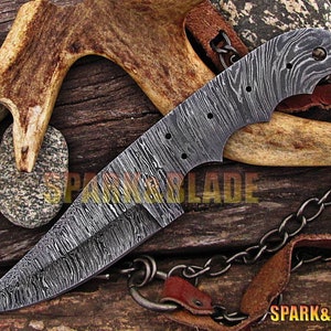 8.5&quot; long custom hand made Damascus steel blank blade hunting knife blank blade..YB17