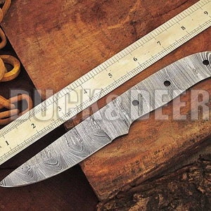8.5&quot; long custom handmade Damascus steel blank blade hunting knife blank blade..PTP132