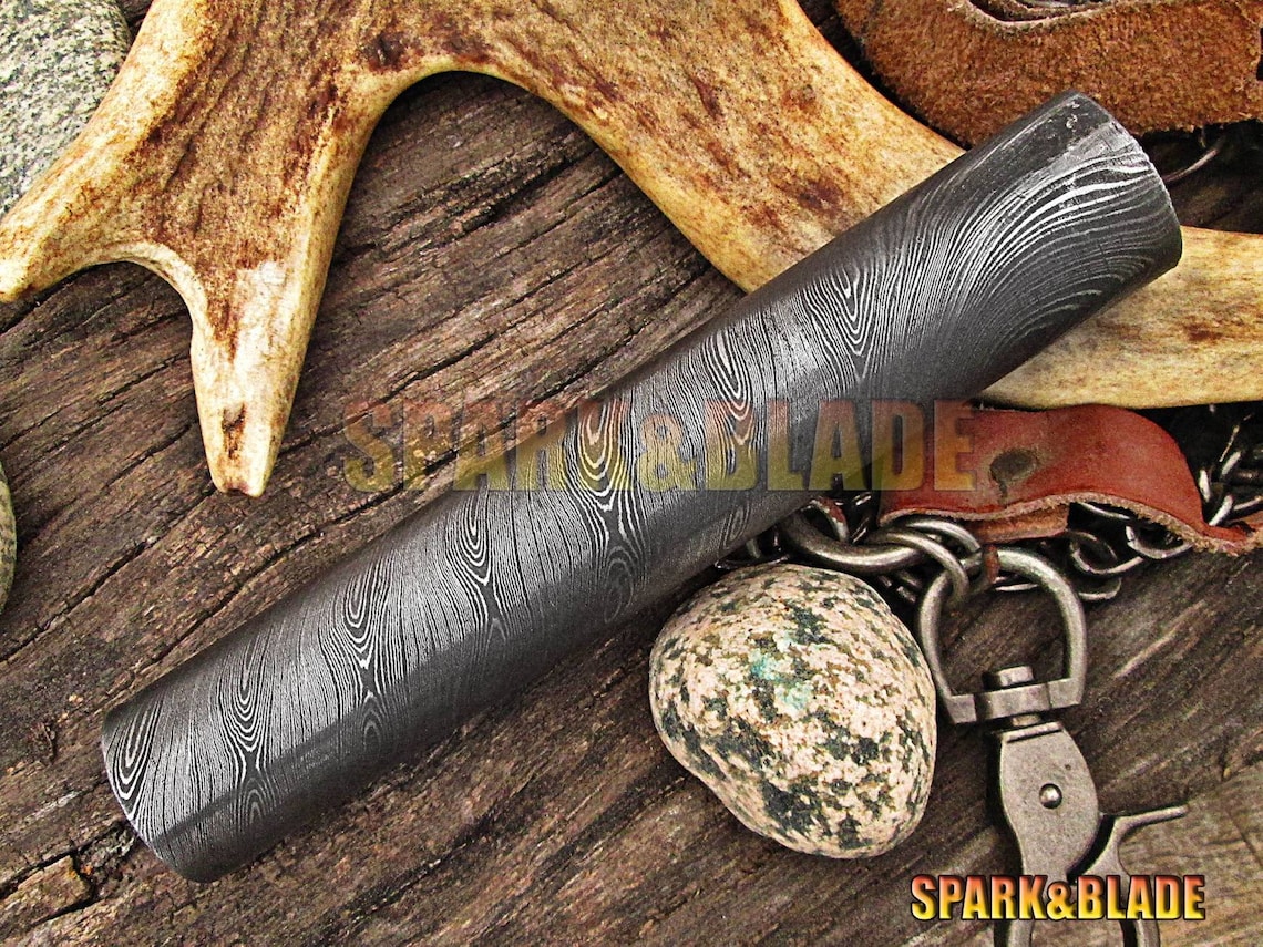 5.5 long custom handmade Damascus steel round bar with Etsy