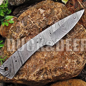6.5&quot; long custom hand made Damascus steel blank blade hunting knife blank blade..PTP4