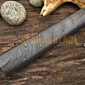 5" long custom handmade Damascus steel round bar with 25.5mm(approx) diameter