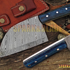 Serbian knife handmade damascus steel full tang cleaver chopper almazan replica Serbian knife. Handmade Damascus Cleaver chopper chef knife