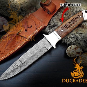 Personalized Gift for Men, Engraved Damascus Knife, Boyfriend Gift, Gift for Him, Personalized Valentines Day Gift, Groomsmen Gift for Him