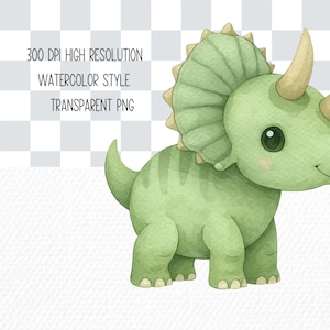 Watercolor Dinosaur Clipart Bundle for Nursery Decor, Its a Baby Boy Shower Birthday Party Stickers, Wall Art, Dino Egg Trex Transparent PNG