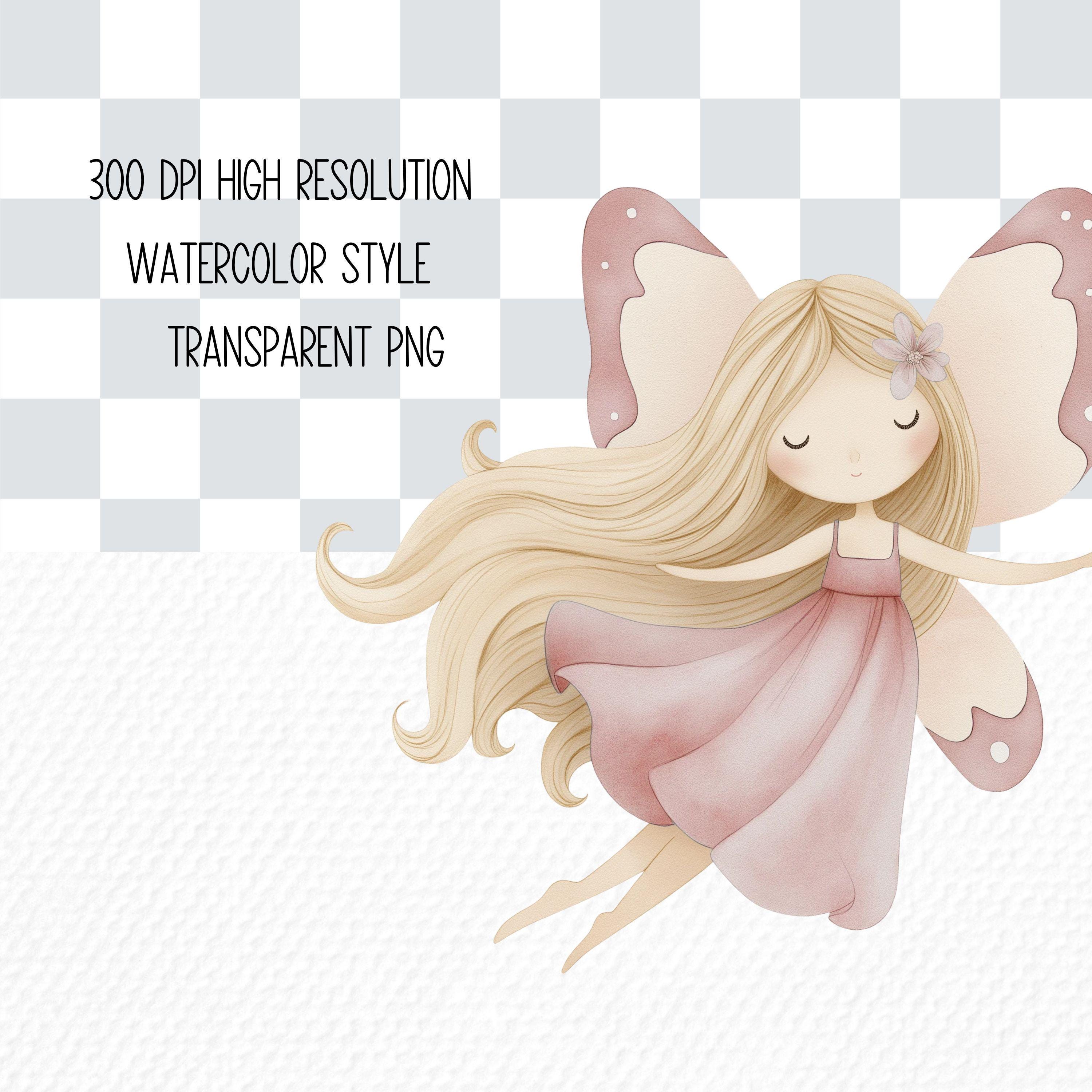 Watercolor Fairy Garden Clipart, Pink Fairies, Fantasy PNG Images ...