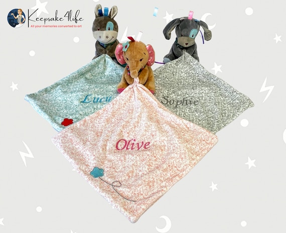 Personalised Comforter Baby Luxurious Taggie Elephant Donkey MyBlankie™ Animal Soft Plush Baby Shower Gift