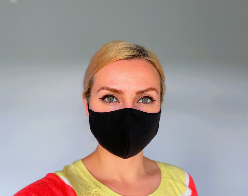 Pack Of 3 Black Cotton Face Masks With 30 Filters – Reusable & Washable