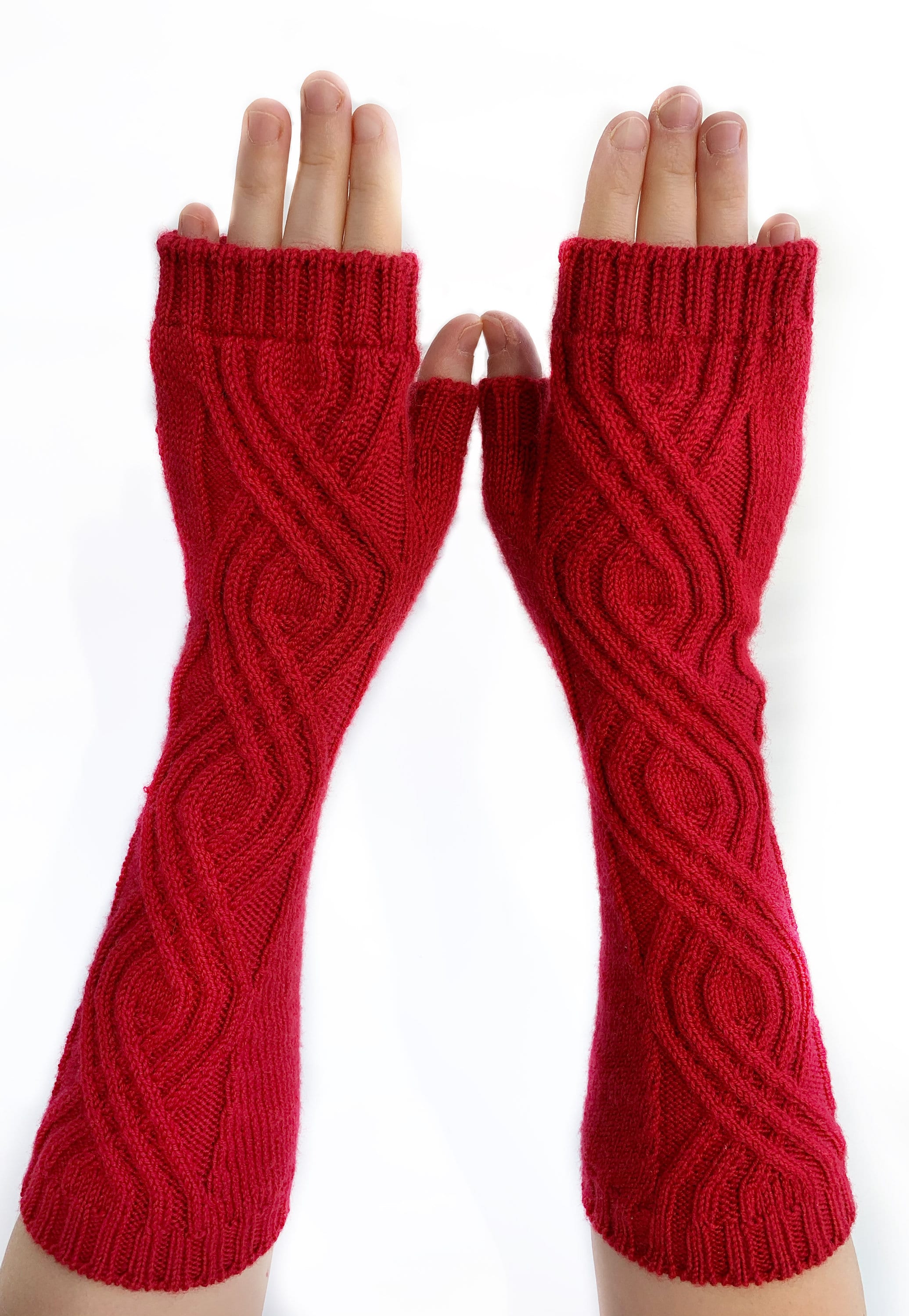 Long fingerless gloves red wrist warmers for women Etsy