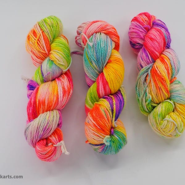 Funfetti Rave Hand-Dyed Yarn: 50/50 Merino Silk DK, UV Reactive