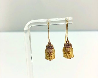 Golden Buddha Head Earrings