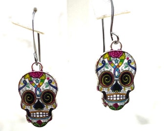 Charming Sugar Skull Drop Earrings