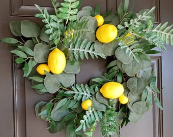 Summer wreath Sunflower wreath Lemon wreath Spring wreath Tropical wreath Front door summer wreath Eucalyptus wreath Front door lemon wreath