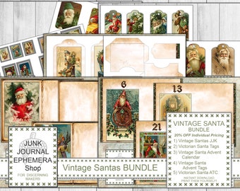 Vintage Santa Christmas Bundle for Junk Journal Kits