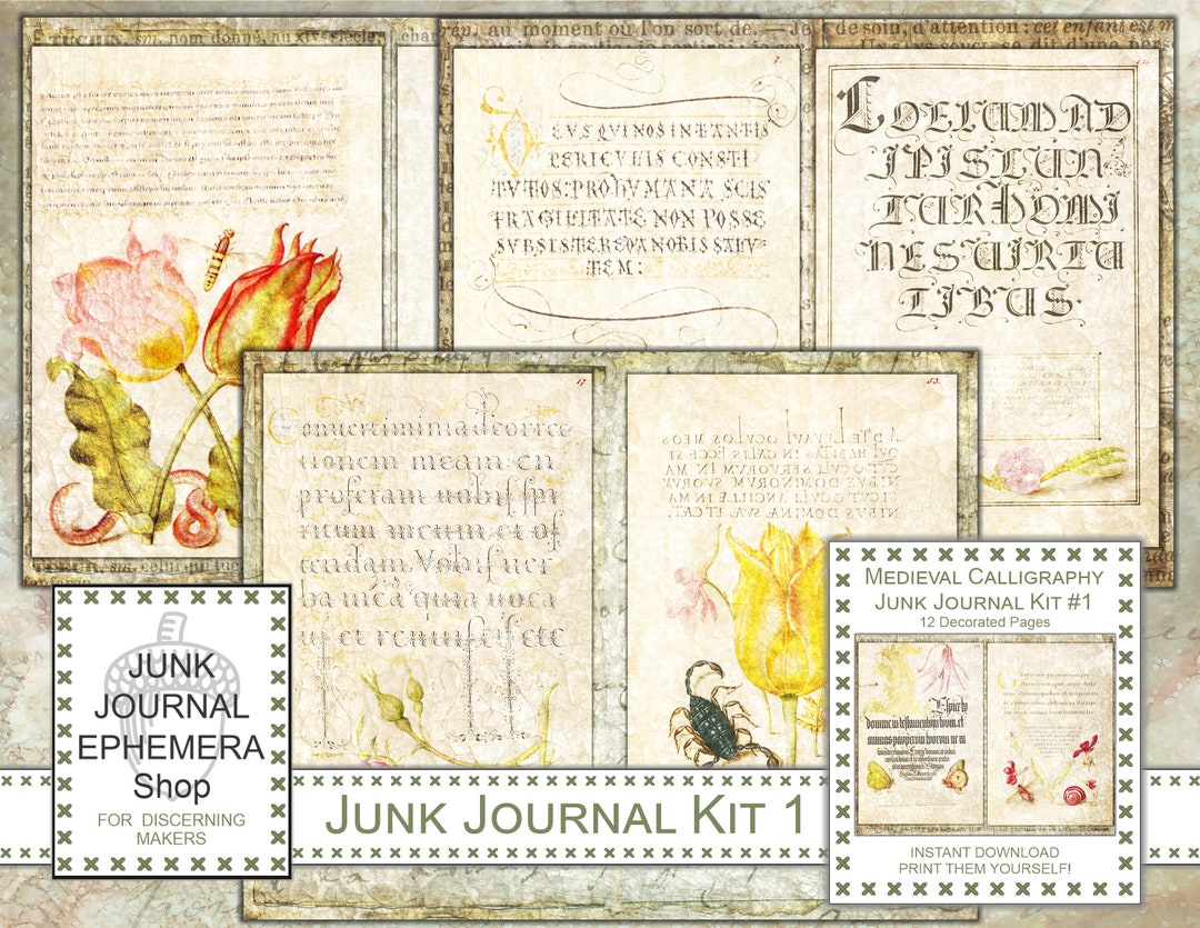 Medieval Calligraphy Junk Journal Kit 1 - Etsy