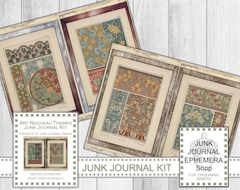 Art Nouveau Junk Journal Kit, Vintage Ephemera, Vintage Floral, Vintage Art Nouveau, JJK, Grunge, Vintage Ephemera, Junk Journal Ephemera
