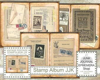 Kit de diario basura de álbum de sellos vintage grunge