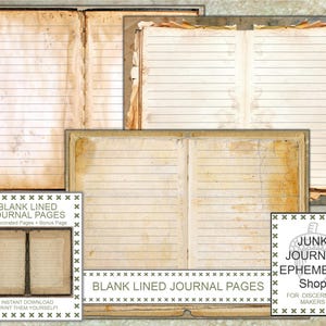 Blanco gevoerde vintage dagboekpagina's oud papier