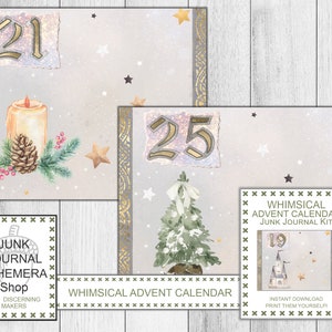 Whimsical Advent Calendar Junk Journal Kit, Christmas, Holiday Gift Kit, DIY Christmas Calendar, Digital Download, Junk Journal Shop