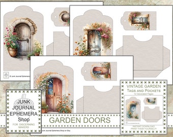 Vintage Garden Doors Tags and Pockets