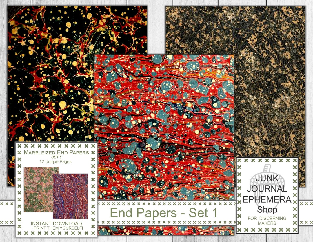 Shabby Vintage Marbleized End Papers Set 1 - Etsy Canada