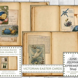 Viktorianisches Ostern Junk Journal Kit, Ostern, Vintage Ostern, Ostersonntag, Ostergeschenk, JJK, Geschenkkarten, Osterhase