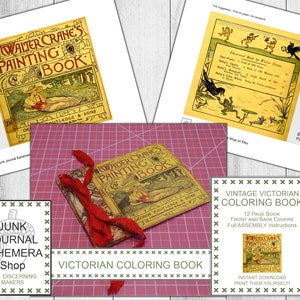 ヴィンテージ ビクトリア朝の塗り絵、JJK キット、ジャンク ジャーナル ギフト、DIY クリスマス ギフト、母の日ギフト、ウォルター クレイン、ヴィンテージ エフェメラ