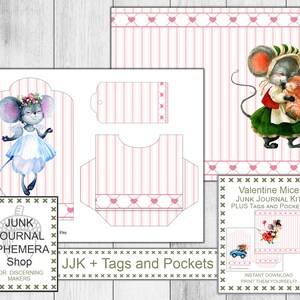 Valentine Mice Junk Journal Kit with Tags and Pockets