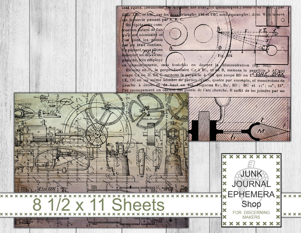 Patent Drawings Blueprints Printable Papers Vintage Ephemera Etsy
