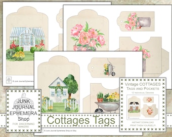 Vintage Cottages Tags and Pocket Sets