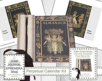 Kate Greenaway Vintage Almanac, Dark Theme Flap Hinge Kit