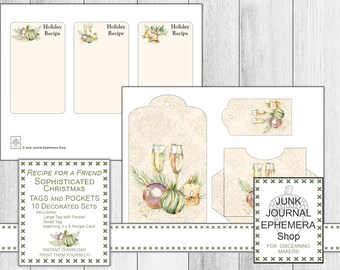 Recipe for a Friend Holiday Recipe Cards, Christmas Gift, Tags and Pockets, Gift Tags, Christmas, Christmas Cards, Xmas Gift