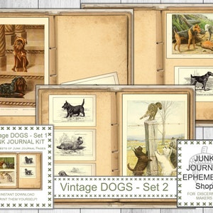 Vintage honden Junk Journal Kit Set 2