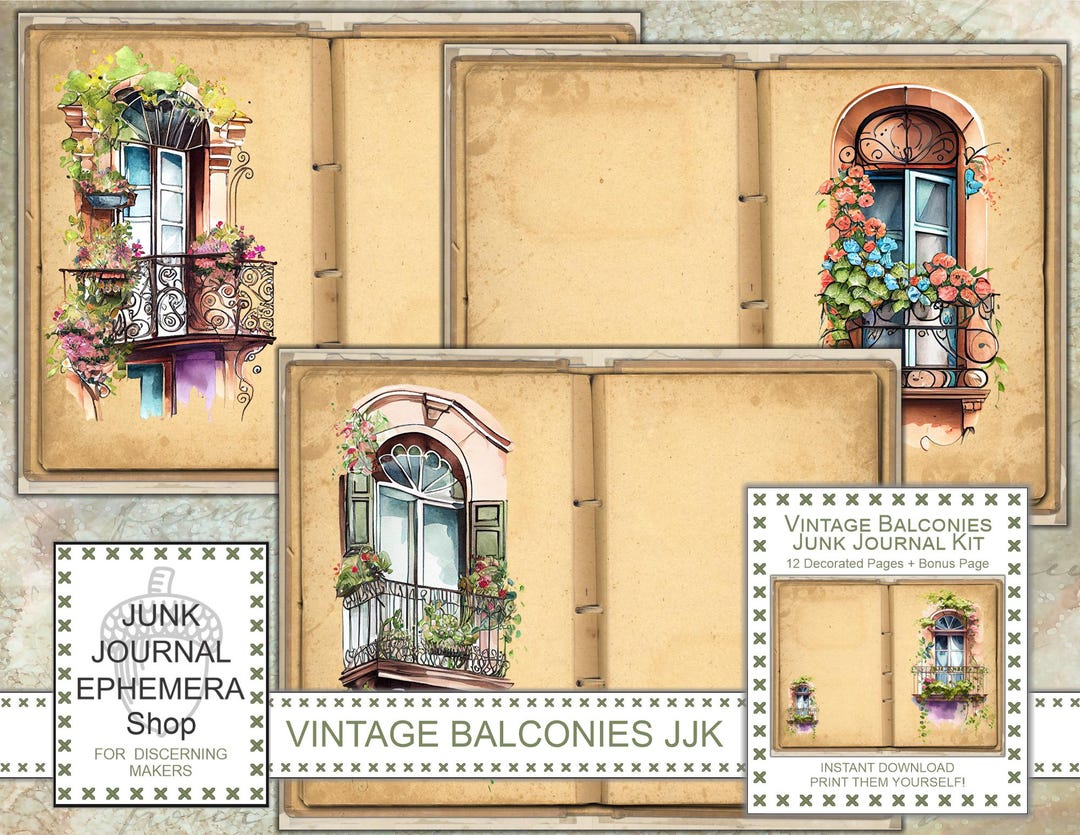 Vintage Balconies Junk Journal Kit - Etsy