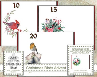 Calendrier de l'Avent des oiseaux de Noël Kit de journal indésirable